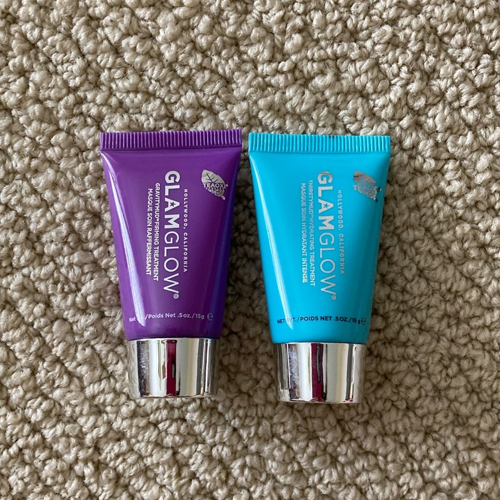 NEW Glamglow Minis Bundle GravityMud ThirstyMud Treatments 0.5 oz x 2 NWOB